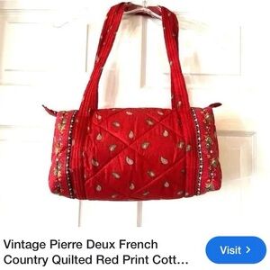 Vintage La Provence Pierre Deux Red Quilted Weekender Women's Bag, Madein France